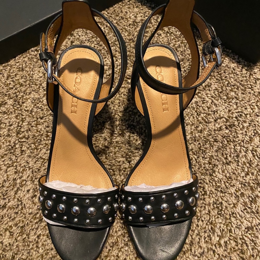 Coach Paige Studded Matte Clf/Black Sandals - Picture 8 of 8